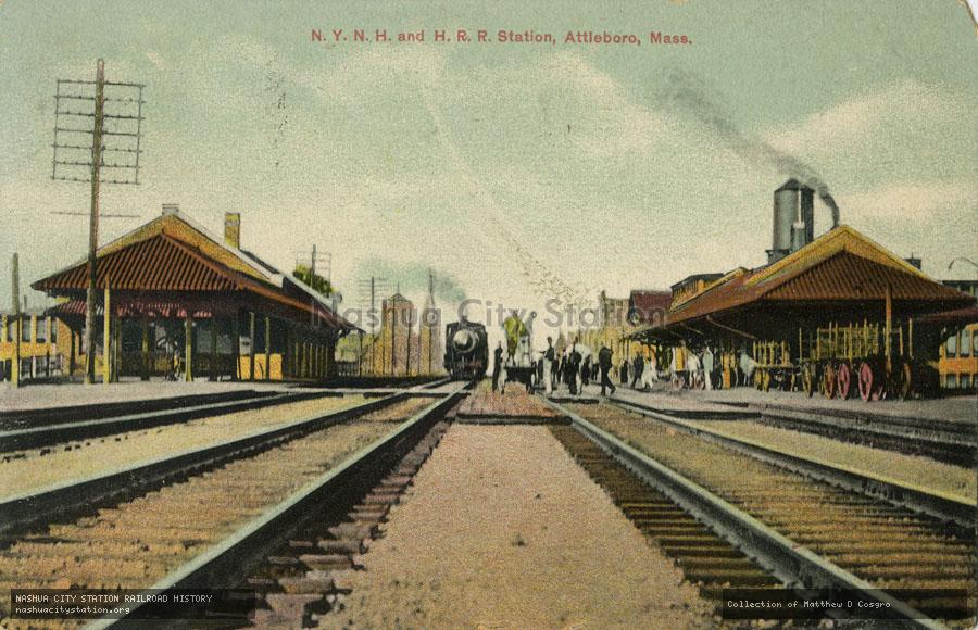 Postcard: New York, New Haven & Hartford Railroad Station, Attleboro, Massachusetts